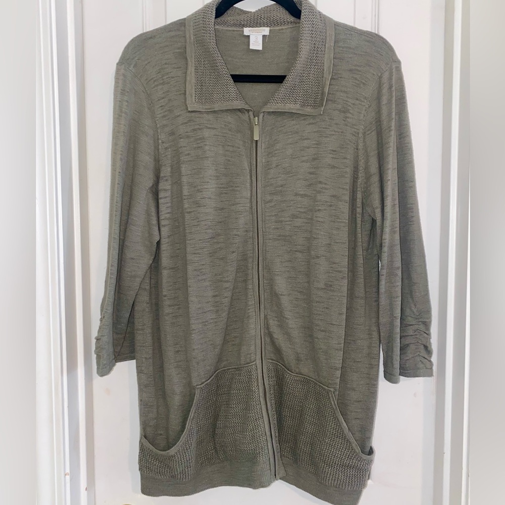 Chico's Olive Green‎ Zip-Up Jacket
